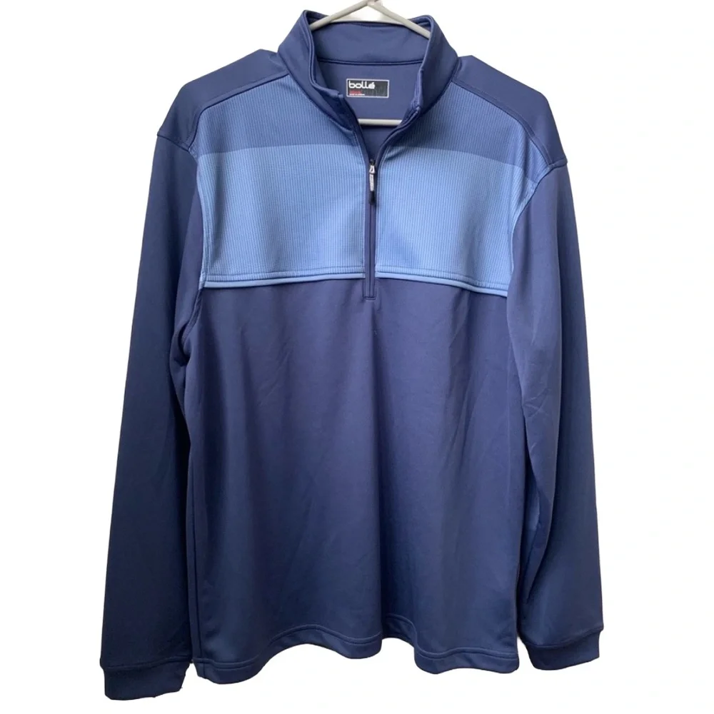 BOLLE Men’s Blue Color-block Long Sleeve 1/4 Zip Athleisure Polo Jacket